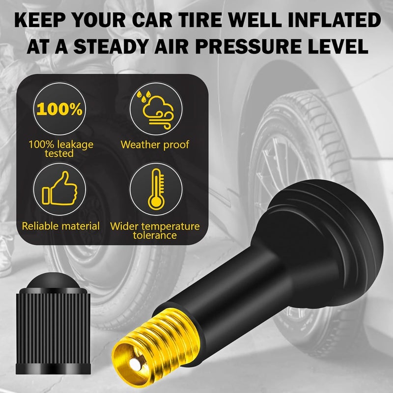 Tottist Tire Valve Stems Rubber Black Rubber Snap-in Valves,Tubeless Valve Stems Suit for 0.453 inch Rim Holes on Standard Vehicle Tires (150pcs（TR412-150pcs）) - Image 3